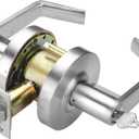 LYNN HARDWARE Commercial Door Lever Lock - Heavy-Duty Locking Door Handle, Designer Door Handles, Cylindrical Lever Lock, Non-Handed Grade 2 Door Handle, Satin Chrome, Classroom Function