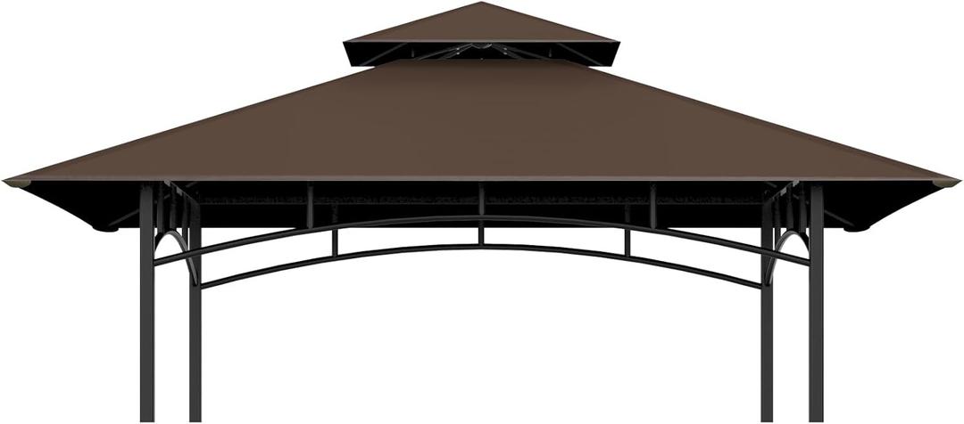 Grill Gazebo Replacement Top, 5 * 8 Outdoor BBQ Top Cover, Double Layer BBQ Gazebo Top Canopy for Model #L-GG001PST-F (Brown)