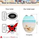 Angol Shiold Elongated Toilet Seat Molded Wood Toilet Seat with Quietly Close and Quick Release Hinges, Easy to Install also Easy to Clean (Elongated, Beach) 