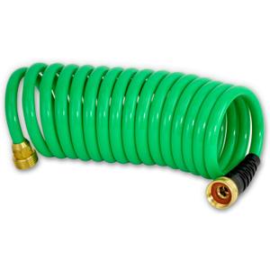 HoseCoil 3/8 inch ID Self Coiling Garden, RV, Marine Outdoor Water Hose (15' Green)