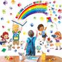 decalmile Rainbow Reading Corner Wall Decals Handprint Educational Quotes Reading Gives You Wings Wall Stickers Kids Playroom School Library Classroom Wall Decor