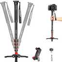 Manbily Extendable Camera Aluminum Monopod with Feet,Portable Travel Monopod with Removable Tripod Stand Base for DSLR Canon Nikon Sony Video Camcorder,5 Sections up to 67-in,Max Load 15.5 LbsA-222