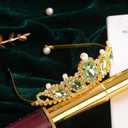 Princess Tiana Set Crown and Necklace Princess Tiana Birthday Outfit Halloween Party Fancy Green Crystal Tiara