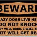 MjiejieM Funny Doormats Crazy Dogs Live Here Indoor Floor Welcome Mat for Entrance Way Rubber Back for Front Door Indoor Outdoor Cute Rugs 23.6"(L) x 15.7"(W)