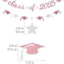 Class of 2025 Glitter Banner 2025 Graduation Congratulations Party Decorations Rose Gold