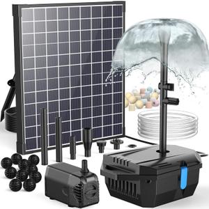 Antfraer 25W Solar Pond Filter with Water Pump, Solar Pond Pump with 6.6FT PVC Tubing/16.5FT Cord, Pond Filter Box for Outdoor Small Pond Waterfall Garden Bird Bath Water Clear