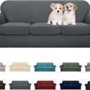 MAXIJIN 4 Piece Couch Covers for 3 Cushion Couch Super Stretch Non Slip Couch Cover for Dogs Pet Friendly Elastic Jacquard Furniture Protector Sofa Slipcovers (Sofa, Dark Gray) (Large (3 Cushion))
