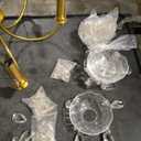 Gold Brass 6 Arm Chandelier with Crystal Pendant Cups 