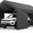 VEVOR Upgraded 10x20 FT Heavy Duty Carport Canopy with Roll-up Windows, All-Season Portable Garage with Removable Sidewalls & Doors, 12 Stakes & 12 Ropes, Car Tent for Car, Truck, Boat, Equipment