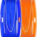 Sled, Snow Sled for Kids and Adults, Racer Downhill Sprinter Snow Sled 35" for 1-2 Riders with Pull Rope and 2 Handles, Utility Pull Sled Skiing, Ice Fishing, Deer Hunting, Firewood, Work Cargo, Gift