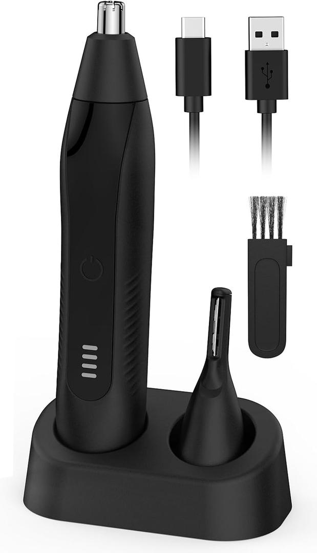 Ear and Nose Hair Trimmer for Men Women, Eyebrow and Facial Hair Trimmer with Powerful Motor and Dual-Edge Blades Rechargeable Painless
