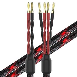 k4B-2B Bi-Wire Speaker Cable (2 Banana Plugs - 4 Banana Plugs), 1pair Set (Total 12banana Plugs), k4B-2B (3M(9.8ft))