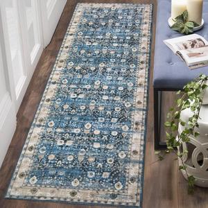 GlowSol Washable Runner Rug 2x6 Kitchen Rug Runner Long Entryway Rug Low-Pile Vintage Rug for Bedroom Non-Skid Soft Carpet Throw Rug for Bathroom Laundry Room Hallway,2x6 (2' x 6', Blue)
