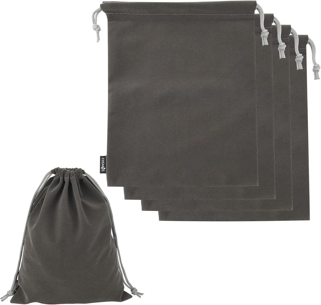 Cosmos 5 Pcs Portable Headphone Carrying Bag Travel Headset Storage Pouch Soft Drawstring Headphone Case Bag for Over-Ear Headphones Gaming Headset Neckband Earphones (Gray Color)