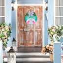 3D Easter Door Wreaths Decorations, Easter Bunny Wreaths Sign for Front Door, Wooden Door Hanger Sign with Bow Home Rustic Farmhouse Decoration Outside Indoor (Easter)