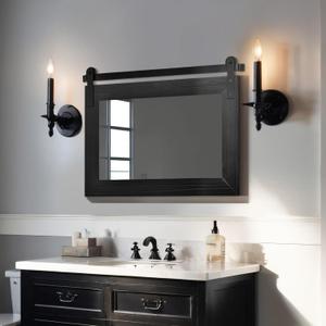 COGOOD Bathroom Mirrors for Over Sink - 29 x 22 Farmhouse Barn Door Wall Mirror for Bathroom, Living Room, Entryway Wall Decor Black