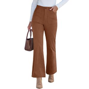 GRAPENT Womens Pants Casual Womens Wide Leg Pants Warm Clothes for Women Winter Cocoa Brown X-Large 