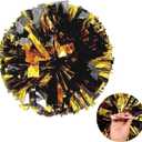 Metallic Pom Poms Cheerleading with Baton Handle Cheer Pompoms for Kids Adults Team Sports Spirit Party Cheering