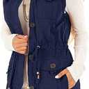 Koodred Women's Casual Military Utility Vest Lightweight Sleeveless Drawstring Jackets with Pockets, XXL