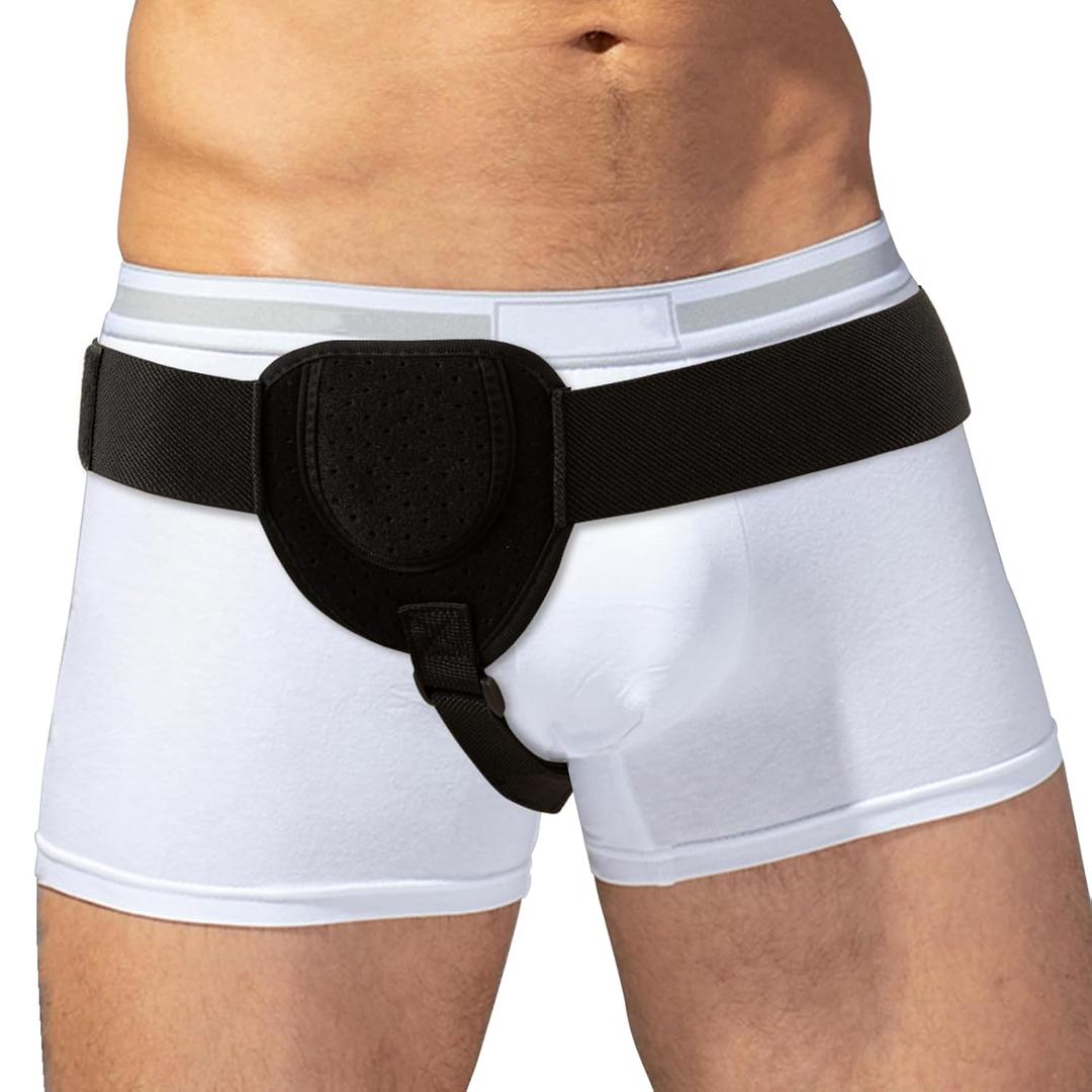 Hernia Belt for Men, Left or Right Inguinal Hernia Support Belt Pain Relief With Removable Compression Pads Adjustable Groin Hernia Truss for Pre/Post Surgery, Inguinal, Femoral and Groin Hernias