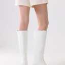 Shoe'N Tale Women's Knee High Boots Square Toe Mid Chunky Block Heeled Tall Boots Side Zipper