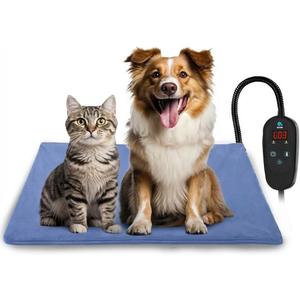 PETNF Pet Heating Pad Temperature Adjustment Dog Anti-bite Puppy with Timer Indoor Waterproof Pet Warming Electric Heated Bed Mat Dog (L: 29.5'' x 17.7'', Blue)