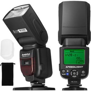 AMBITFUL AF970 Camera Flash Speedlite for Canon Nikon Sony Olympus Fuji Panasonic,2.4G Wireless Flash, Recycle Time 0.1-2.5s,Adjustable Flash Head W/LCD Panel&Single-Contact Hotshoe, 1 Pack