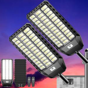 CEDIO Solar Street Lights Outdoor, Large Solar Parking Lot Lights High Lumens LED Commercial Street Light Dusk to Dawn with Motion Sensor IP67 Waterproof 2PC (SSL-9500W)