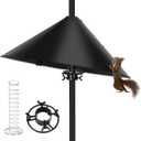 Squirrel Baffle for Bird Feeder Pole, Squirrel Guard with Mounting Bracket, Spring-Supported and Spiked Edge, for 1x1 Post, 19-Inch, Black