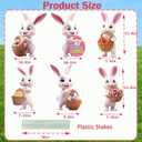 6 PCS Easter Bunny Yard Signs with Stakes, Large Easter Bunnies Outdoor Decorations for Yard Lawn Photography Egg Hunt Sign Waterproof Photo Props