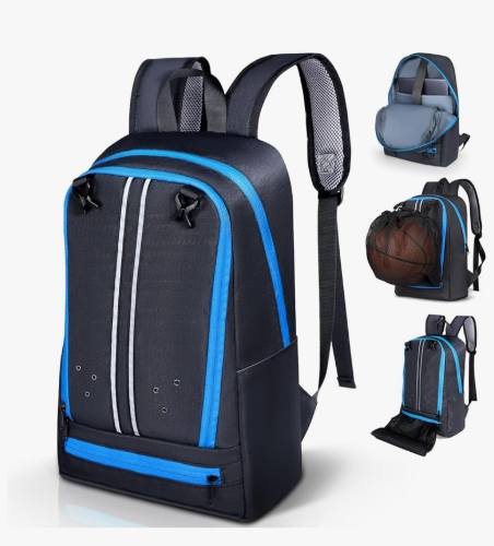 Gym Backpack with Shoe & Computer Compartment, with Drawstring Single Mesh Ball Bag for Carrying Basketball Volleyball Soccer Football Lightweight Workout Backpack for Swim Gym Travel and College