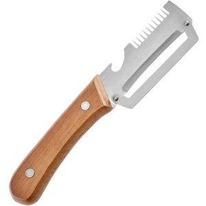 2026 Upgrade 3-in-1 Vegetable Peeler/Julienne Cutter/Bottle Opener - Zero Flex Stainless Steel Blade, Wooden Handle for Potato/Carrot/Cucumber - Ideal for Kitchen, Travel, CampingV1