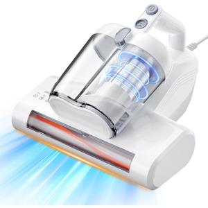 Mattress Vacuum Cleaner Bed Vacuum Cleaner with 16Kpa Suction 253.7nm UV-C Light & 40000 Rpm/Min Brushroll Rotation & HEPA Filter & Heating Tech, Includes A Spare Filter ,600W, (Ultra-UVC-K16, Corded) (White)