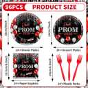 ZOIIWA 96Pcs Prom Night 2026 Grad Party Tableware Supplies Graduation Plates Napkins Class of 2026 Party Decorations Congratulations Graduate Plate Forks Napkins for High School College Red and Black