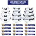 MFY 12-Pack Glass Storage Containers with Lids, Glass Meal Prep Containers Set, Airtight Lunch Containers with Lids, Microwave, Oven, Freezer and Dishwasher Safe, Gray (Grey)