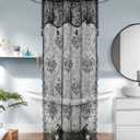 Warm Home Designs Black Stall Shower Curtain 36 x 72 Inches with Attached Valance & 4 Tassels. Luxury Lace Small Shower Curtain for The Bathroom or RV Shower Curtain. LA Black 36"