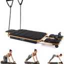 Myga Wooden Pilates Reformer,Home Pilates Machine with Adjustable Resistance and Padded Handles,Compact Durable Reformer for Core Strength, Full Body Workout,Toning and Flexibility