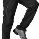 Toomett Men's Snow Hiking Camping Pants Outdoor Ski Fleece Lined Waterproof Softshell Cargo Gear MTB Pants MH4409,Black,US 34