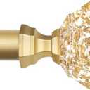 TONIAL Curtain Rods 32 to 55 Inch(2.6 to 4.8 ft), Telescoping Splicing 3/4 Single Rods for Windows 20 to 53 Inch(1.7 to 4.4 ft) Decorative Drapery Rod with Translucent Diamond Finial, Gold
