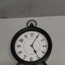 Vintage Black Table Clock on Stand, Decorative Desk and Shelf Clock, Rustic Mantel Clock Farmhouse Clock Non-Ticking (10.5"H)