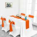4-Pack Orange Satin Table Runner 12 x 108 Inch Long Bright and Smooth Silk Fabric Table Runner for Wedding Banquet Birthday Party Decoration