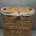 Seville Classics Premium Natural Handwoven Portable Laundry Bin Basket with Carrying Handles, Household Storage for Clothes, Linens, Sheets, Toys, Water Hyacinth, Oval Hamper