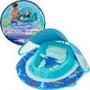 SwimWays Infant Spring Float, Baby Pool Float with Canopy & UPF Protection, Swim Training PFD, Swimming Pool Accessories for Babies 3-9 Months