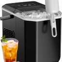 Silonn Ice Maker Countertop, Portable Ice Machine with Carry Handle, Self-Cleaning Ice Makers with Basket and Scoop, 9 Cubes in 6 Mins, 26 lbs per Day, Ideal for Home, Kitchen, Camping, RV (Black)