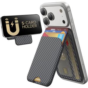 TWZKG for MagSafe Wallet, 5 Cards Holder with Stand, Magnetic Phone Wallet Stand for iPhone 17/16/15/14/13/12 Pro Max Air Plus Series, RFID Blocking Vegan Leather,Carbon Fiber