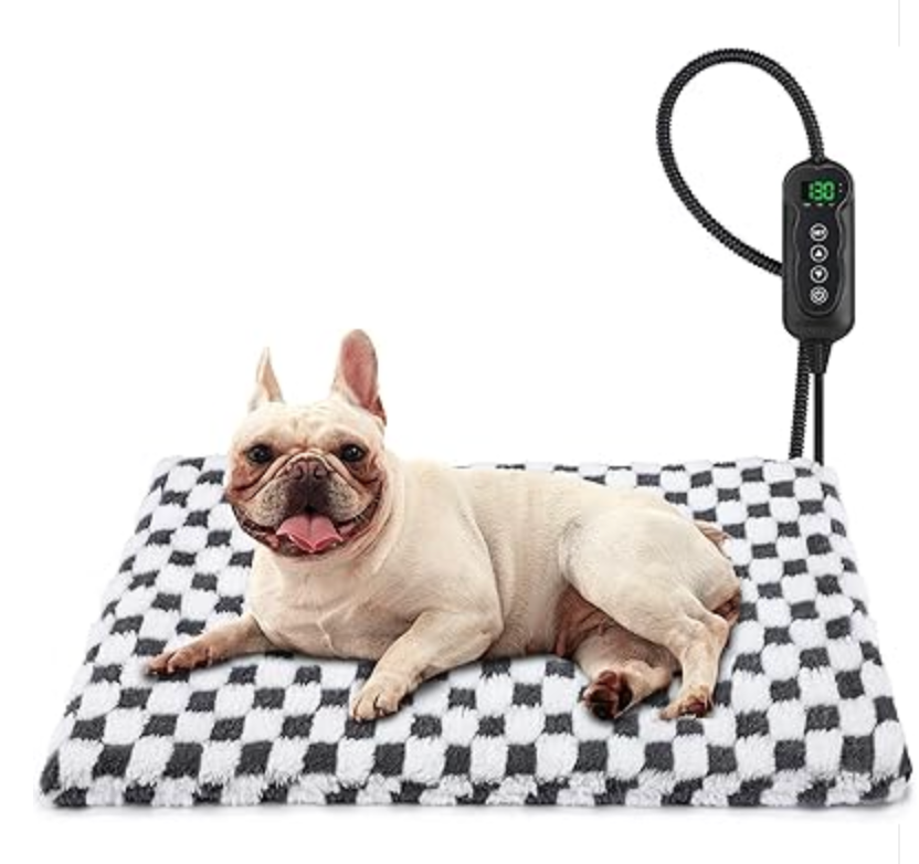 MIXJOY Heated Dog Bed, 11 Adjustable Temperature Dog Heating Pad Indoor with Timer, Pet Heated Mat for Dogs Cats, Electric Cat Heating Pad with Washable Cover, Heated Pet bed28''x20'', Medium