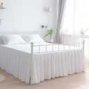 Premium Microfiber King Ruffled Bed Skirt, 18” Drop with Split Corners, Soft Wrinkle Free Bedskirt with Platform, Solid White Dust Ruffle for 78" x 80" Mattress