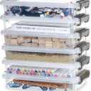 Citylife 6 PCS Clear Plastic Container Clip Box with Latching Lids, Stackable Document Paper Protectors Organizer Container for Office, Home, and School Supplies (6 PCS-14.65" x 10.43" x 2.87", White)