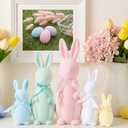 Youyole 5 Pcs Easter Decorations Pastel Flocked Bunny Figurines with Bow Tie (15.5", 13", 10", 7.9", 5.9") Flocking Rabbit Tabletop Mantel Decoration for Easter Centerpieces for Spring Decor Supplies