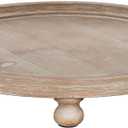 Kate and Laurel Bruillet Round Wooden Footed Tray with Handles, 15 inch Diameter, Rustic Finish